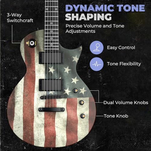 39" Solid Body Electric Guitar with Humbucker Pickups, Poplar Body, Mahogany Neck, 22 Frets, 6 String, Gig Bag, Matte, Camouflage X43135