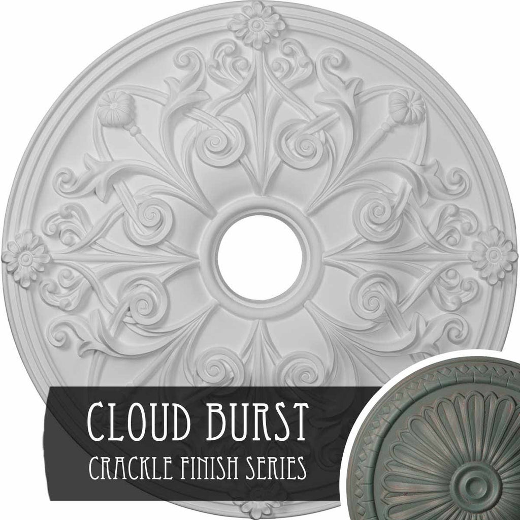 Hand-Painted Cloud Burst Crackle Ceiling Medallion S5974