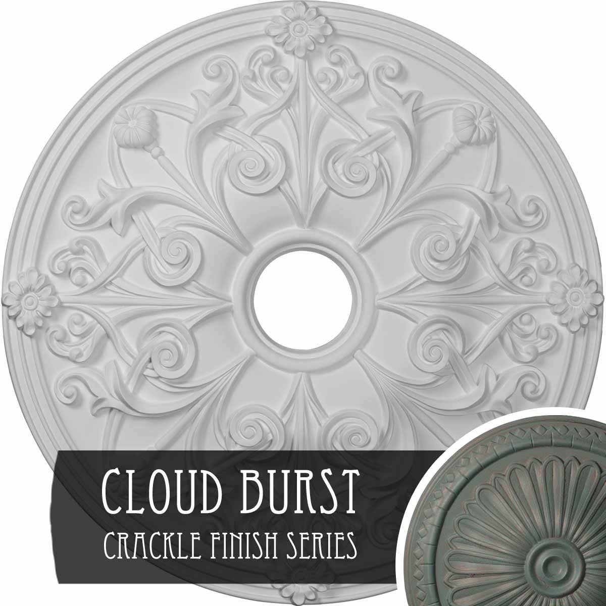 Hand-Painted Cloud Burst Crackle Ceiling Medallion S5974