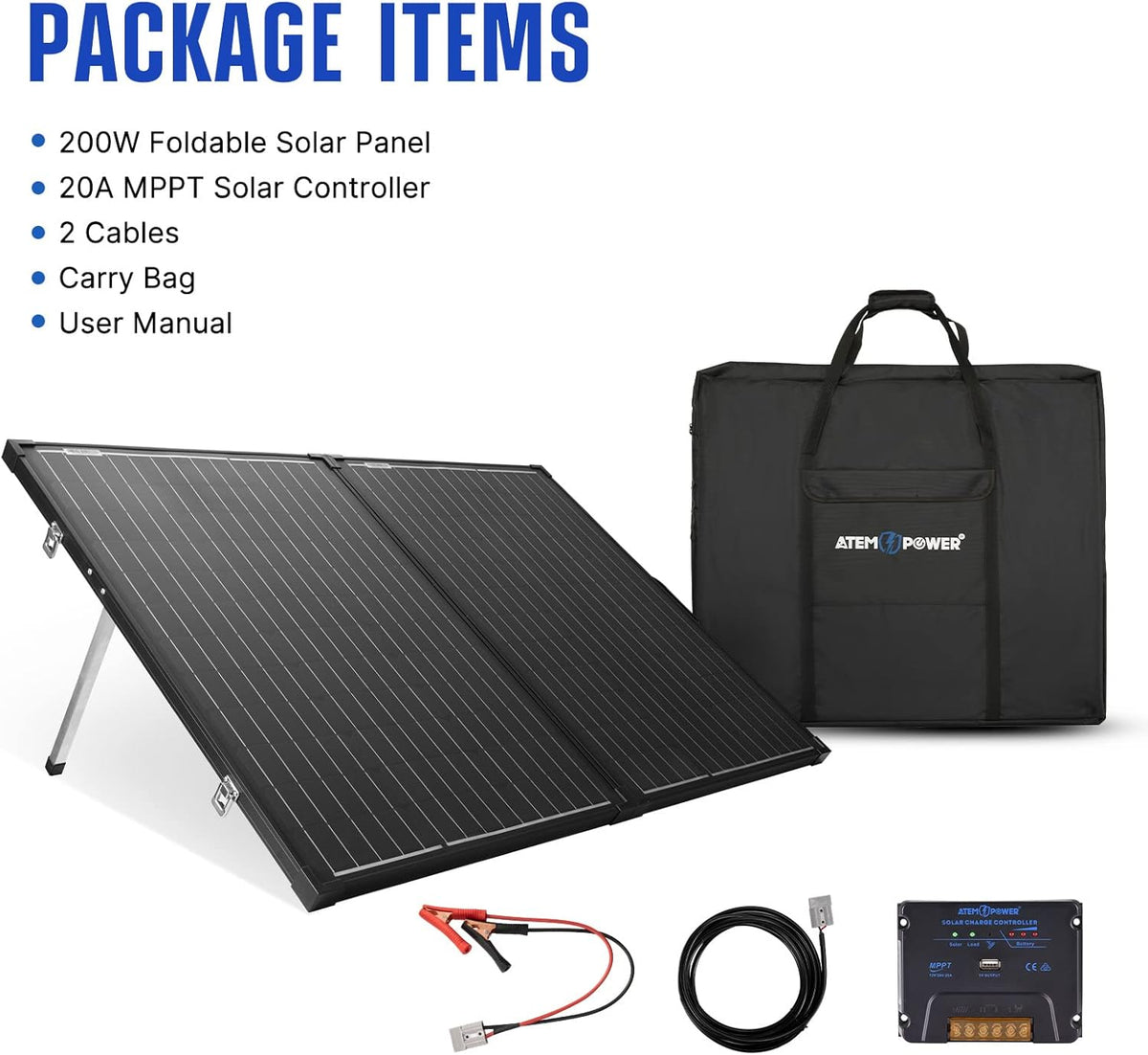 200W Monocrystalline Portable Foldable Solar Panel with 20A MPPT Controller F2021