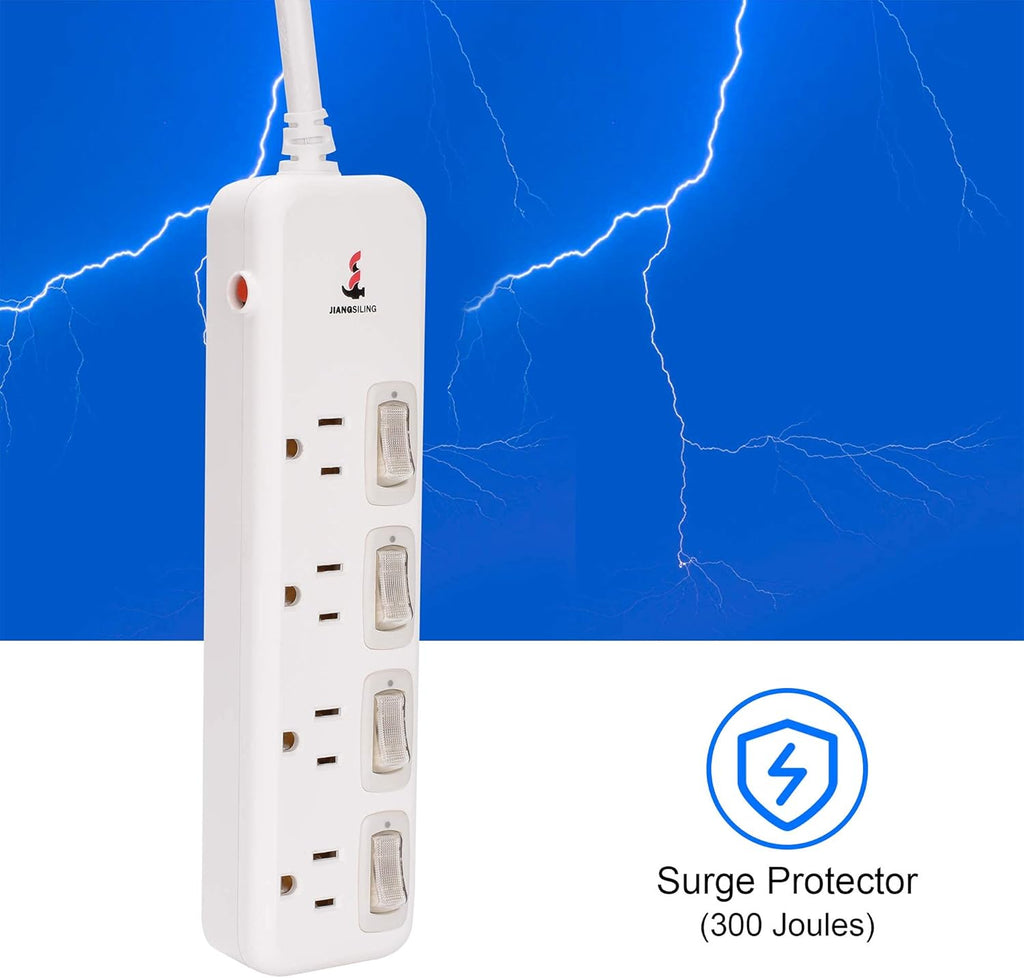 White 12 Pack Power Strip Surge Protector Extension Cord Q51094