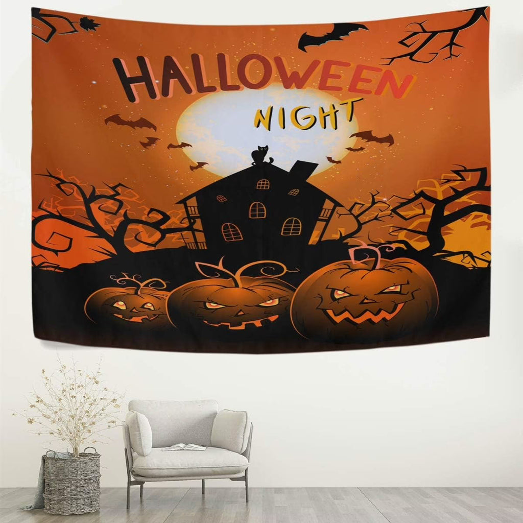 Rainbow Dogs Paw Footprints Black Tapestry Wall Hanging 60"x51" Y492624