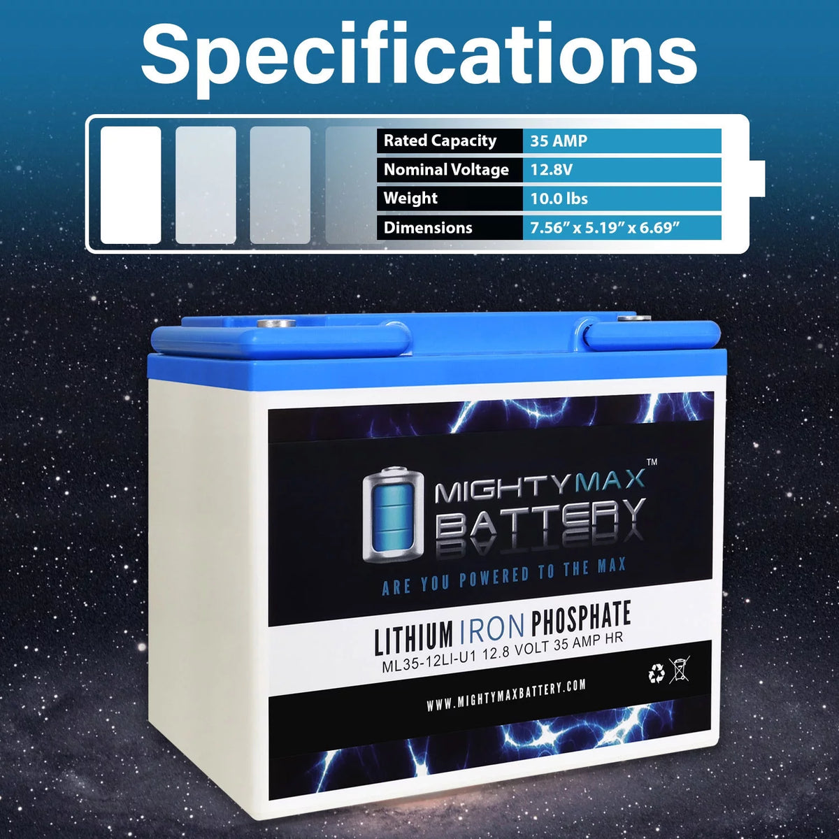 12V 35AH U1 Lithium Replacement Battery I6353