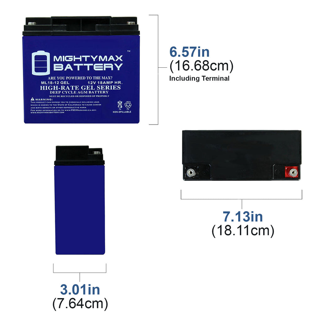 12V 18AH GEL Replacement Battery U408640