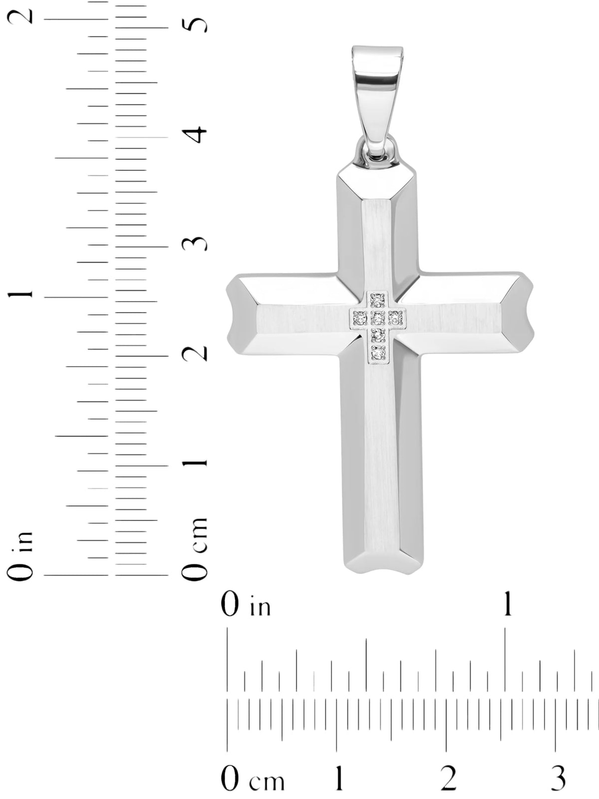 Men's Stainless Steel Diamond Accent Cross Pendant Necklace X779