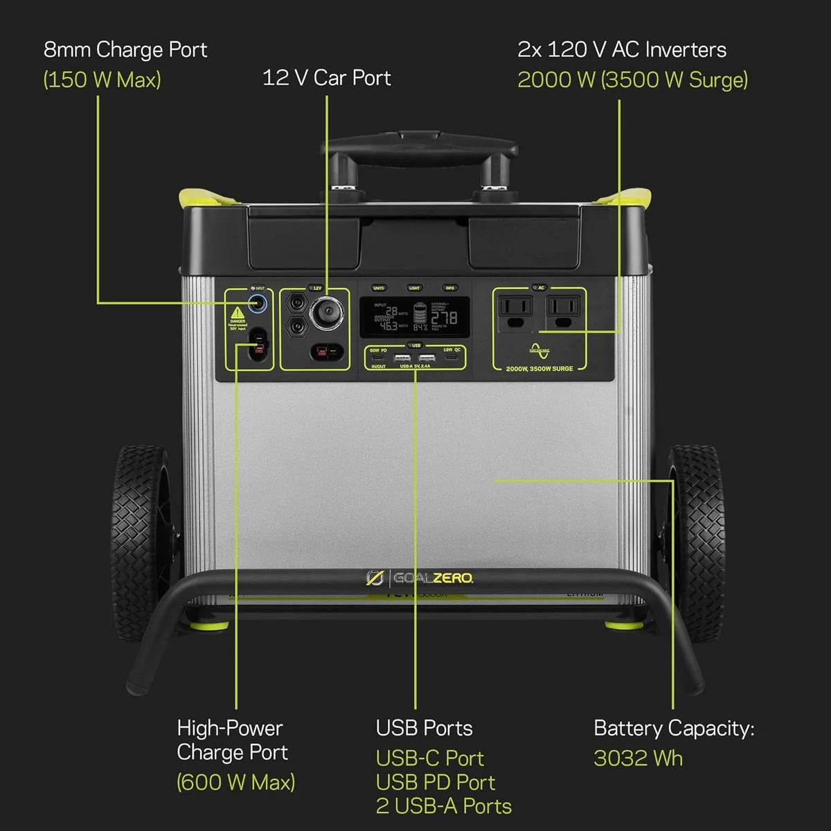 Portable Power Station 2982Wh Lithium Battery 2000 Watt Y797361