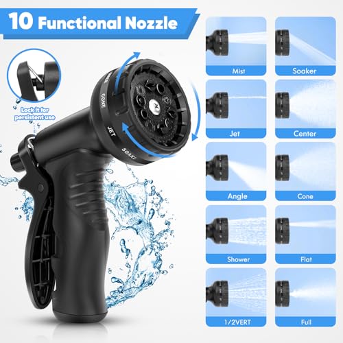 50 FT Stainless Steel Garden Hose with 10 Function Nozzle S66495