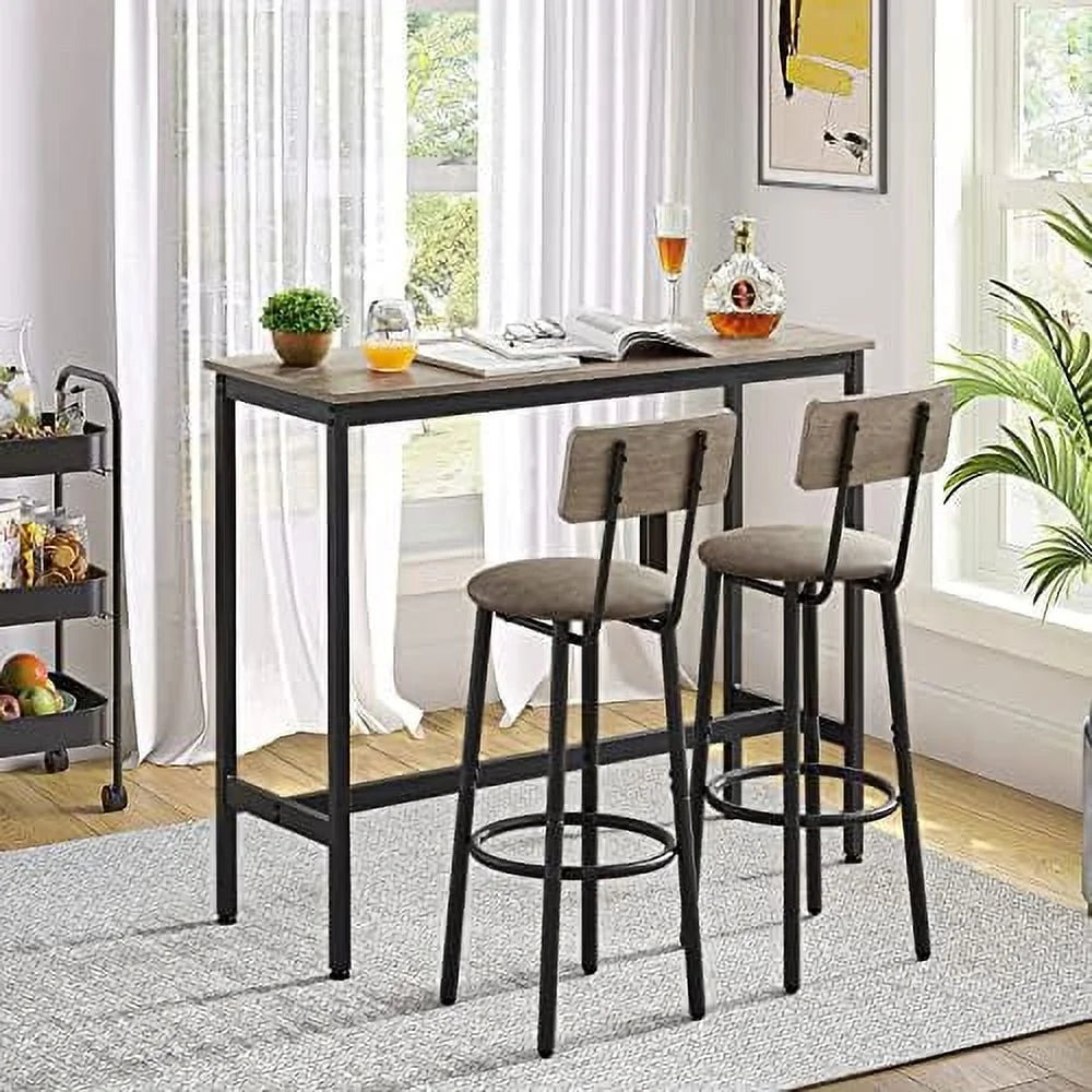 3-Piece Rectangle Dining Table and 2 Chairs Set Grey Q176