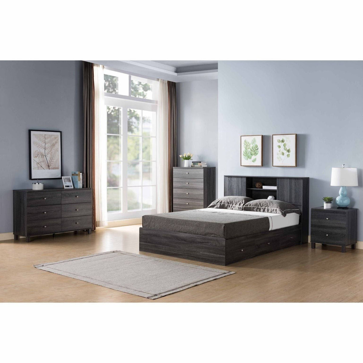 Twin Bookcase Headboard with Two Large Cubbies and Two Smaller Shelves - White Q146831