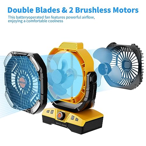20000mAh Oscillating Portable Rechargeable Camping Fan with Light Hook F751