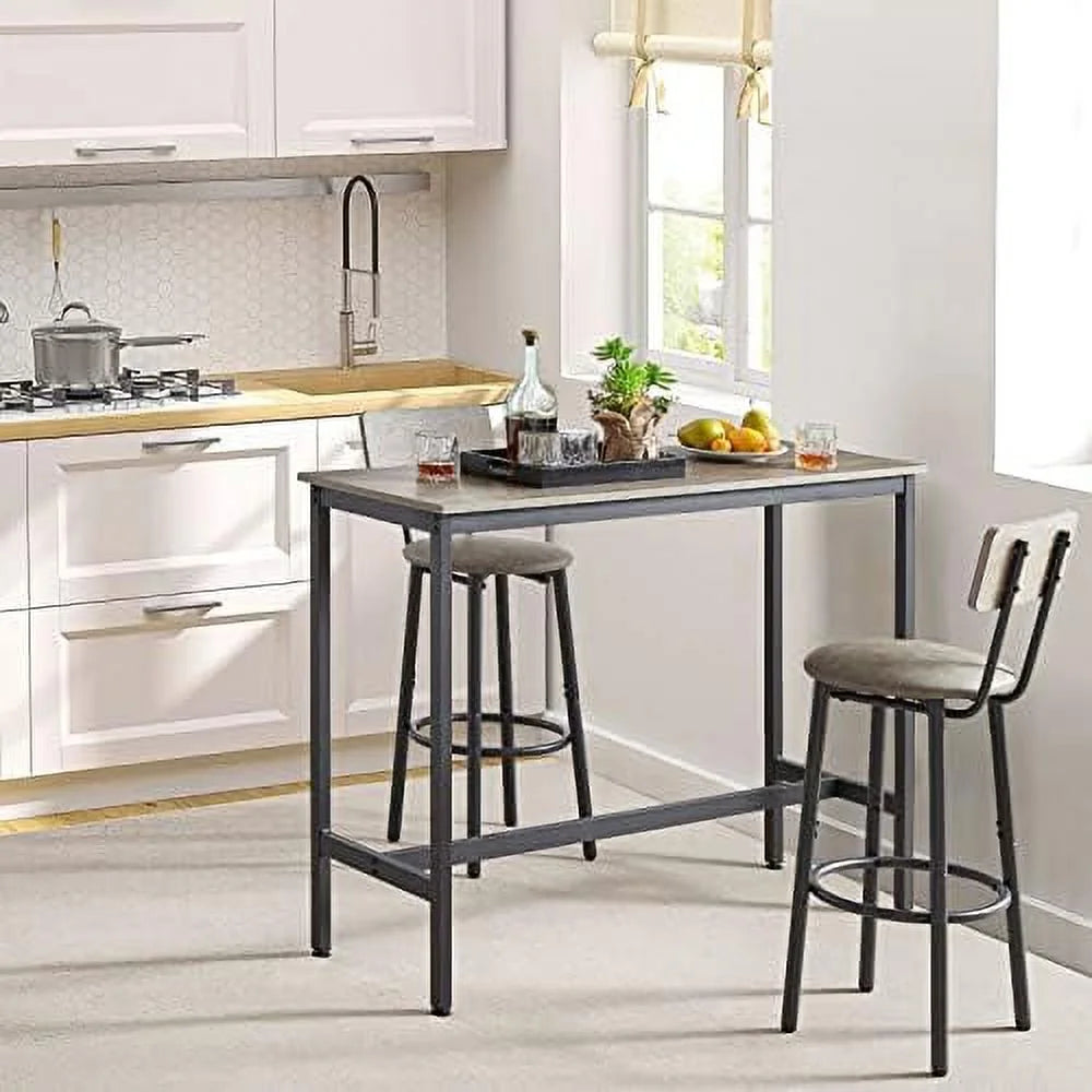 3-Piece Rectangle Dining Table and 2 Chairs Set Grey Q176