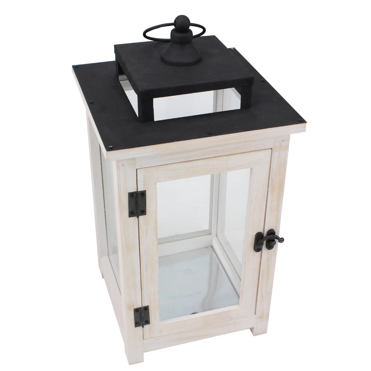 Large White Wood & Metal Decorative Lantern N85563