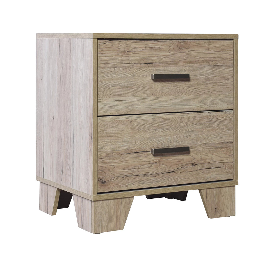 2 Drawers Light Oak Nightstand N7079