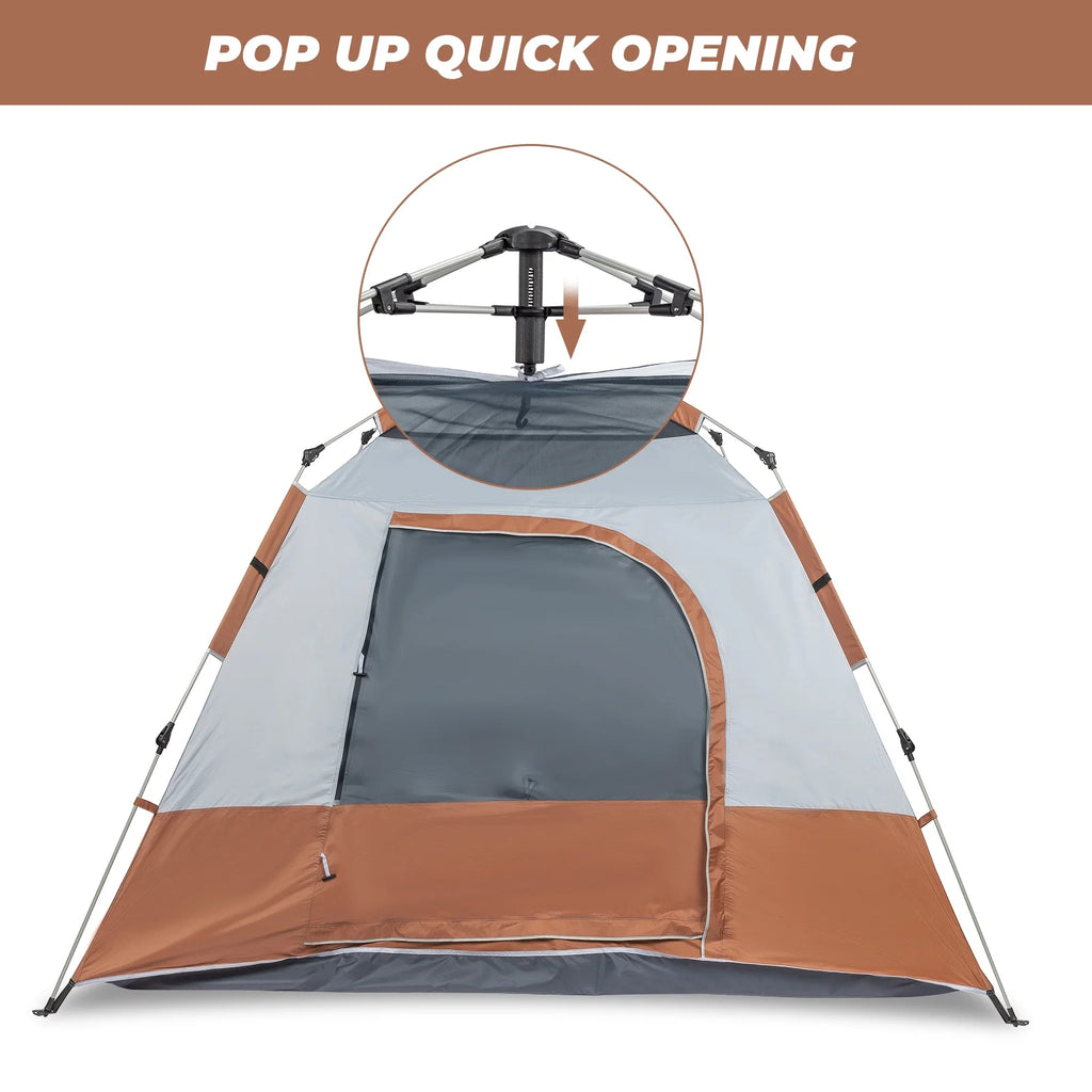 4 Person Waterproof Brown Camping Tent M89836