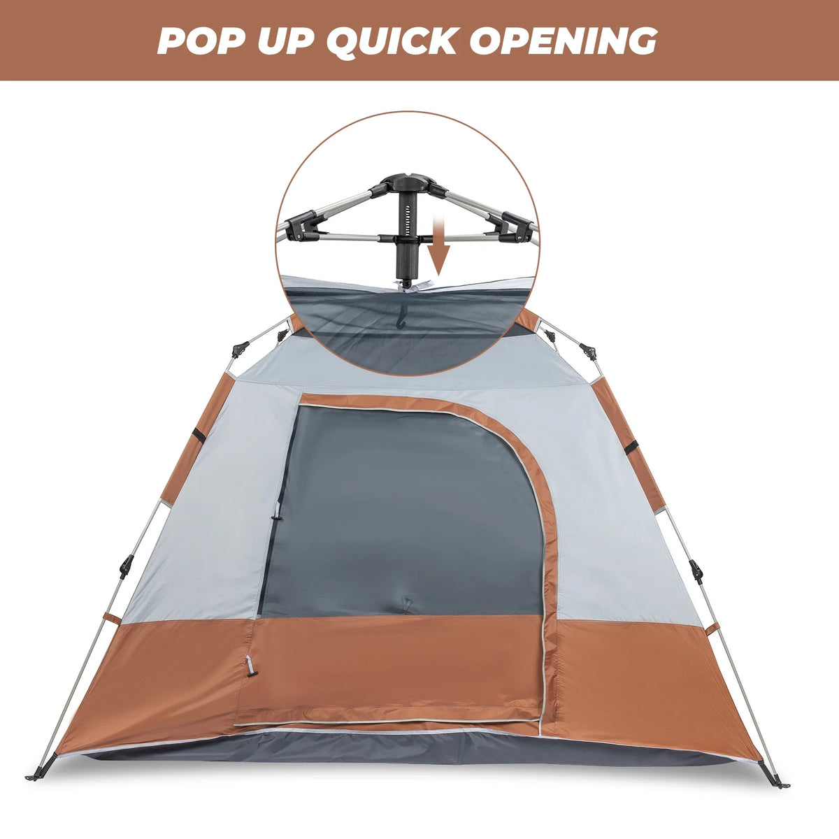 4 Person Waterproof Brown Camping Tent M89836