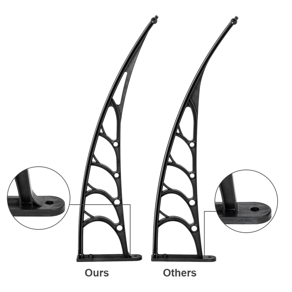 200 x 100 Clear Polycarbonate Rain Cover Eaves with Black ABS Bracket A6950