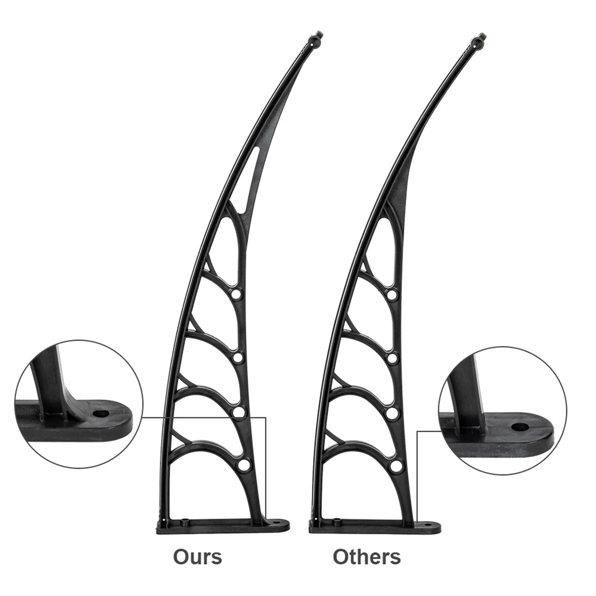 200 x 100 Clear Polycarbonate Rain Cover Eaves with Black ABS Bracket A6950