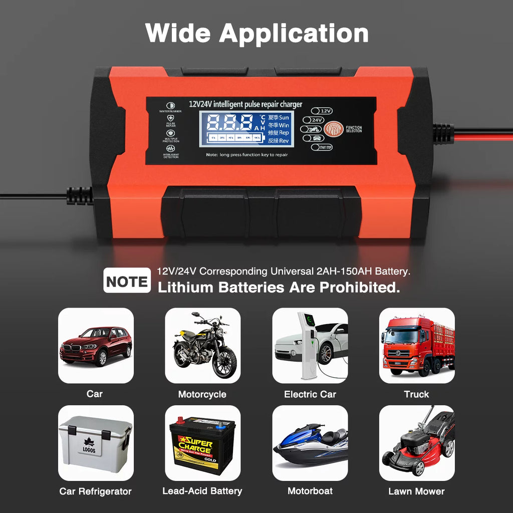 10-Amp 12V 24V Automatic Smart Battery Charger X487486