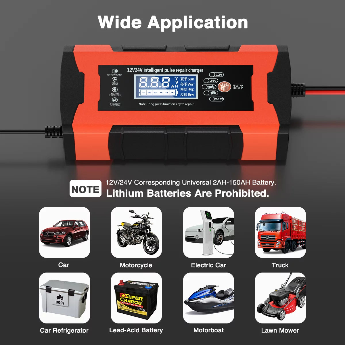 10-Amp 12V 24V Automatic Smart Battery Charger X487486
