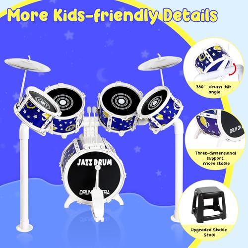 Kids Jazz Drum Set with 5 Drums Y47652