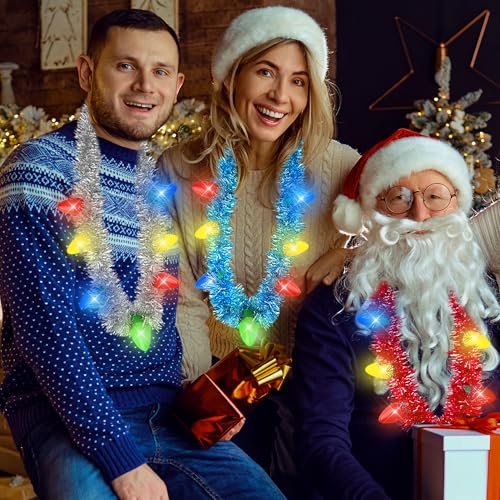 Light up Christmas Necklace 4PCS 7 Bulb 3 Modes Y1676