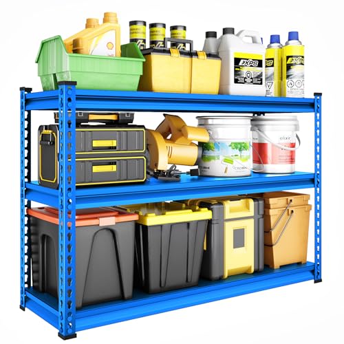 48" W Blue 3-Tier Metal Garage Shelving B8302