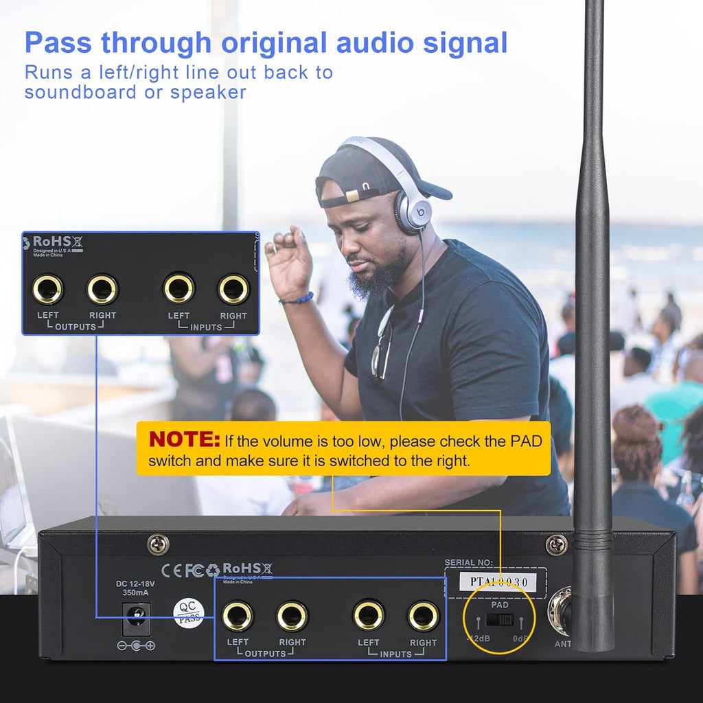 UHF Mono Wireless in-Ear Monitor System with Metal Transmitter and Bodypack Receiver C2610