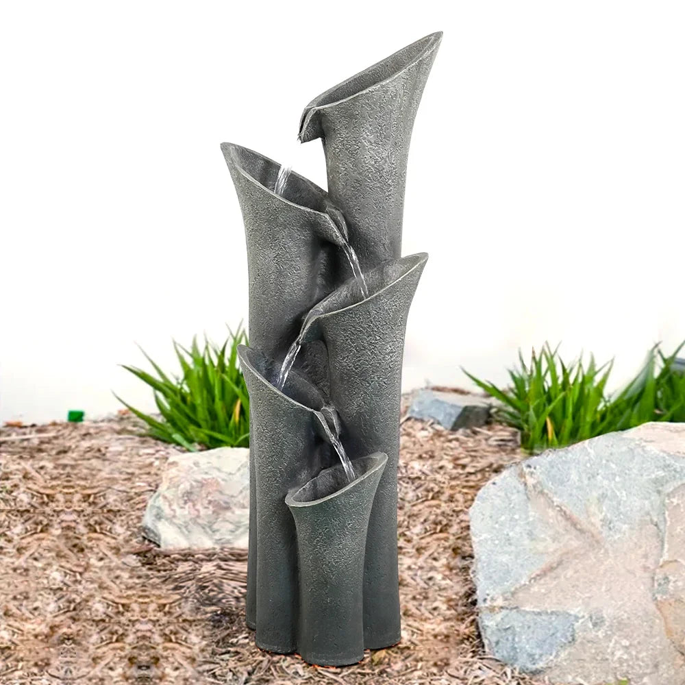 5-Tier Outdoor Water Fountains with LED Lights, 40" High P1809