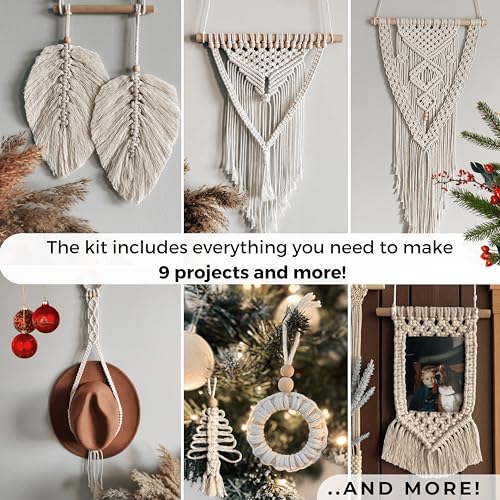 115 Pcs Macrame Kit with 220yd Cotton Yarn D16346