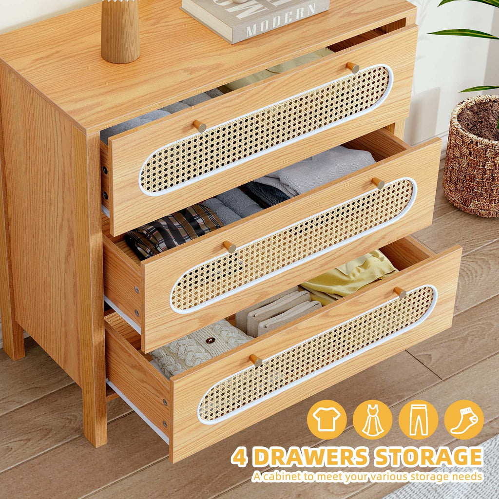 3 Drawer Rattan Wood Dresser F98546