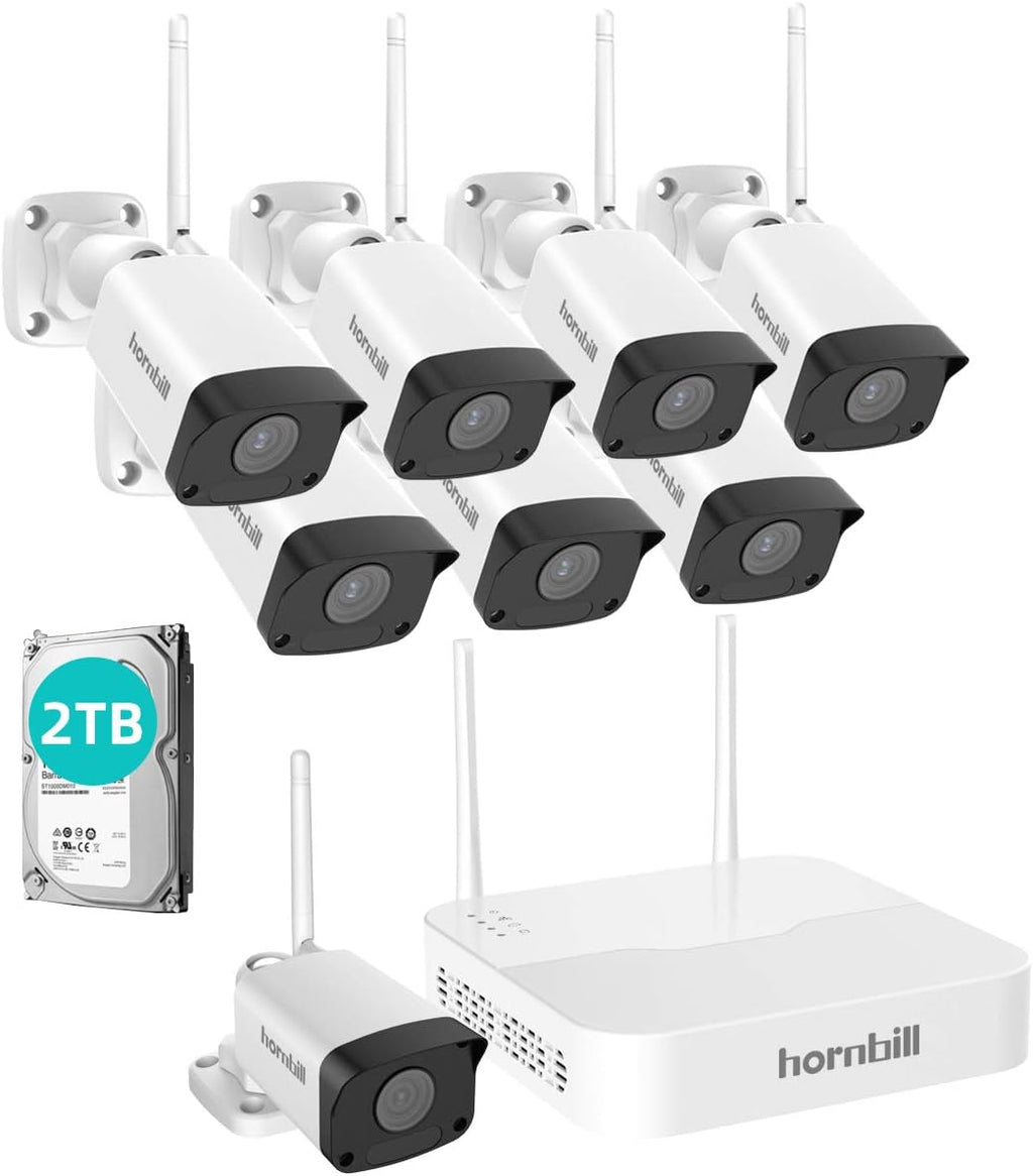 1080P Wireless Security Camera System, 8CH 8pcs Outdoor IP Camera with 2TB Hard Drive A22487