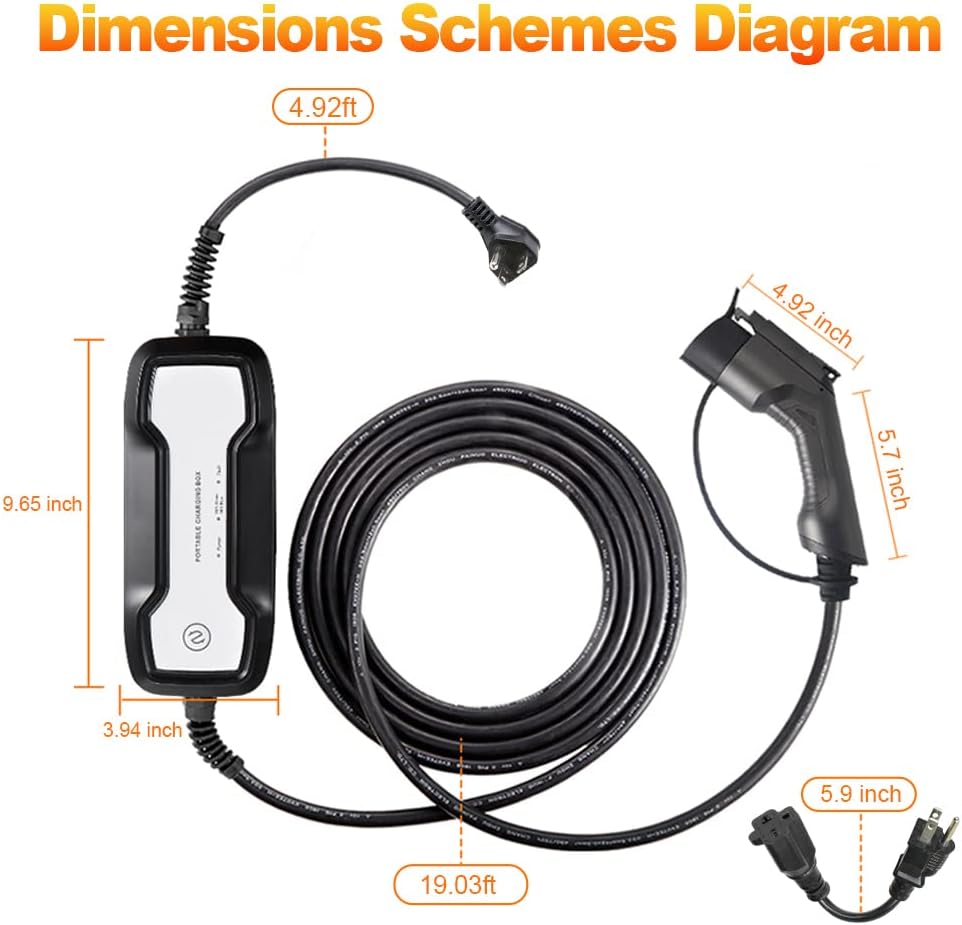 Level 1 10/16A Current Switchable Electric Car Charger with NEMA 5-15P Adapter Q574926