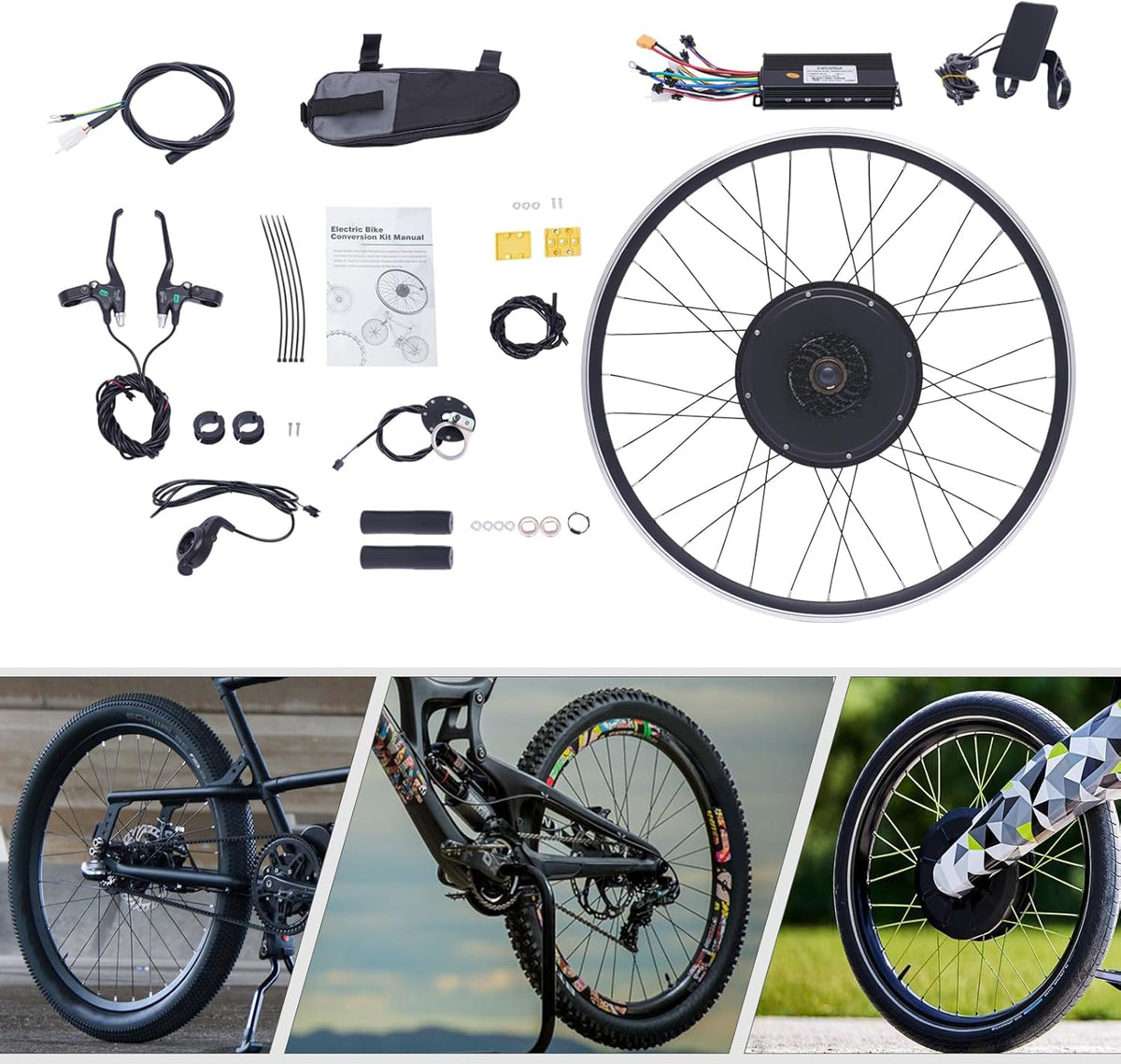 48V 1000W 700C Rear Wheel Electric Bicycle Conversion Kit with LCD Display C2683