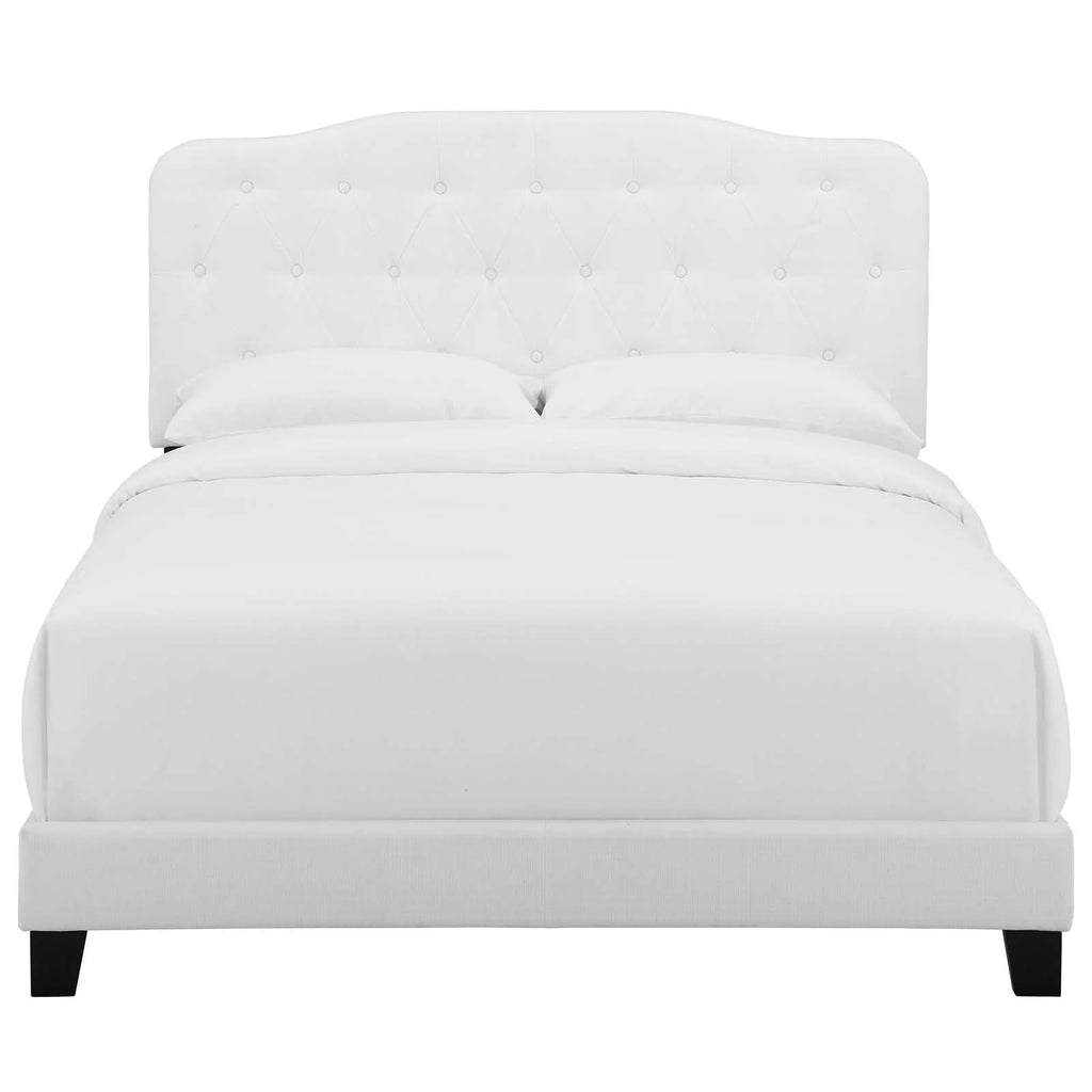 Twin Upholstered Fabric Bed in White S202404