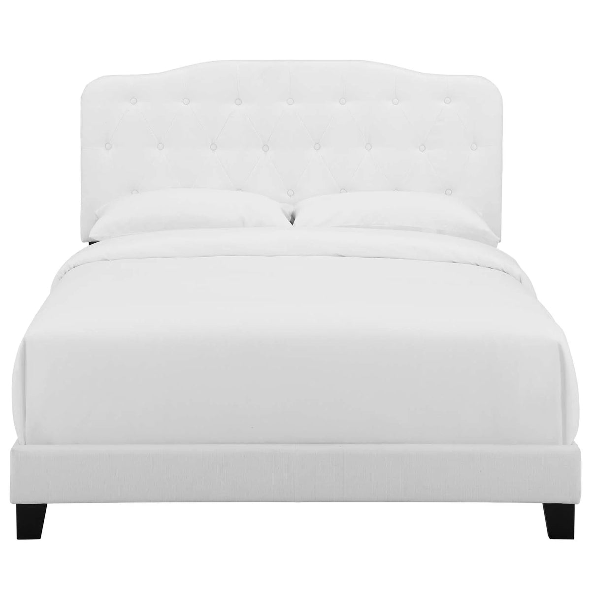 Twin Upholstered Fabric Bed in White S202404