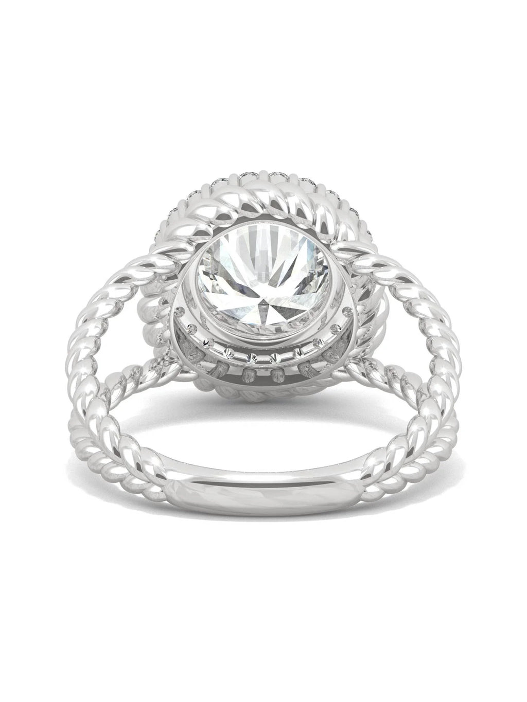 14K White Gold Moissanite Halo Engagement Ring Q671863