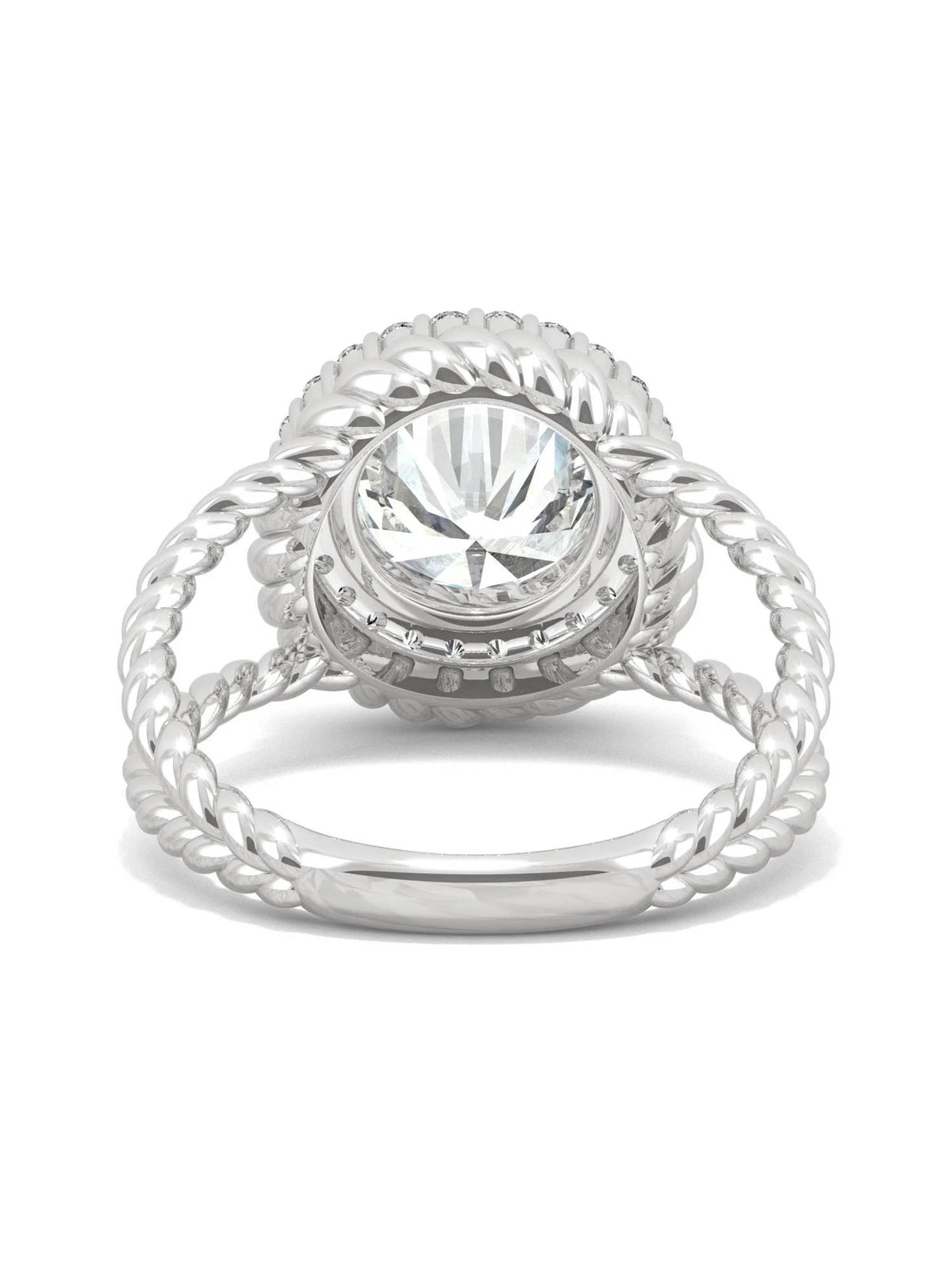 14K White Gold Moissanite Halo Engagement Ring Q671863