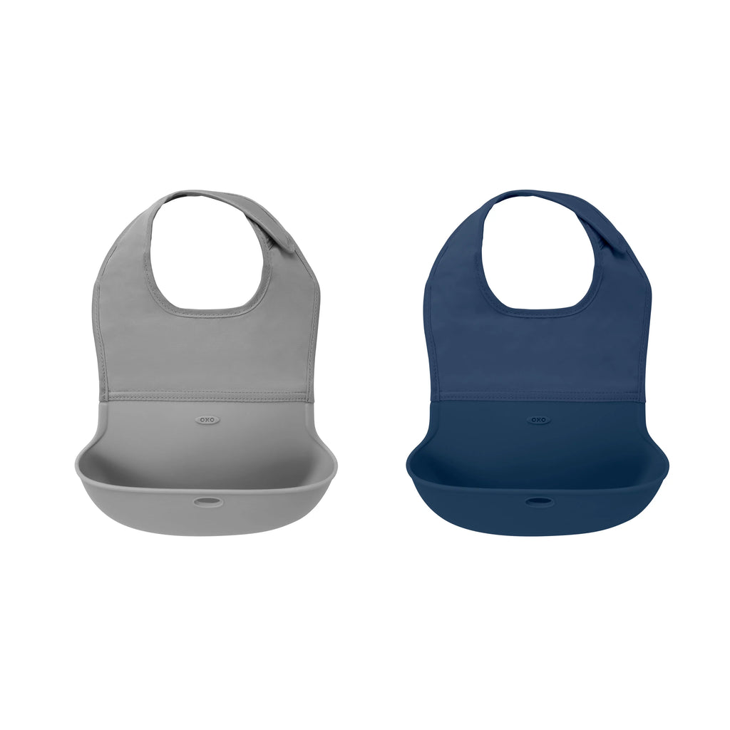 Roll-Up Bib 2 Pack Navy Gray X9593