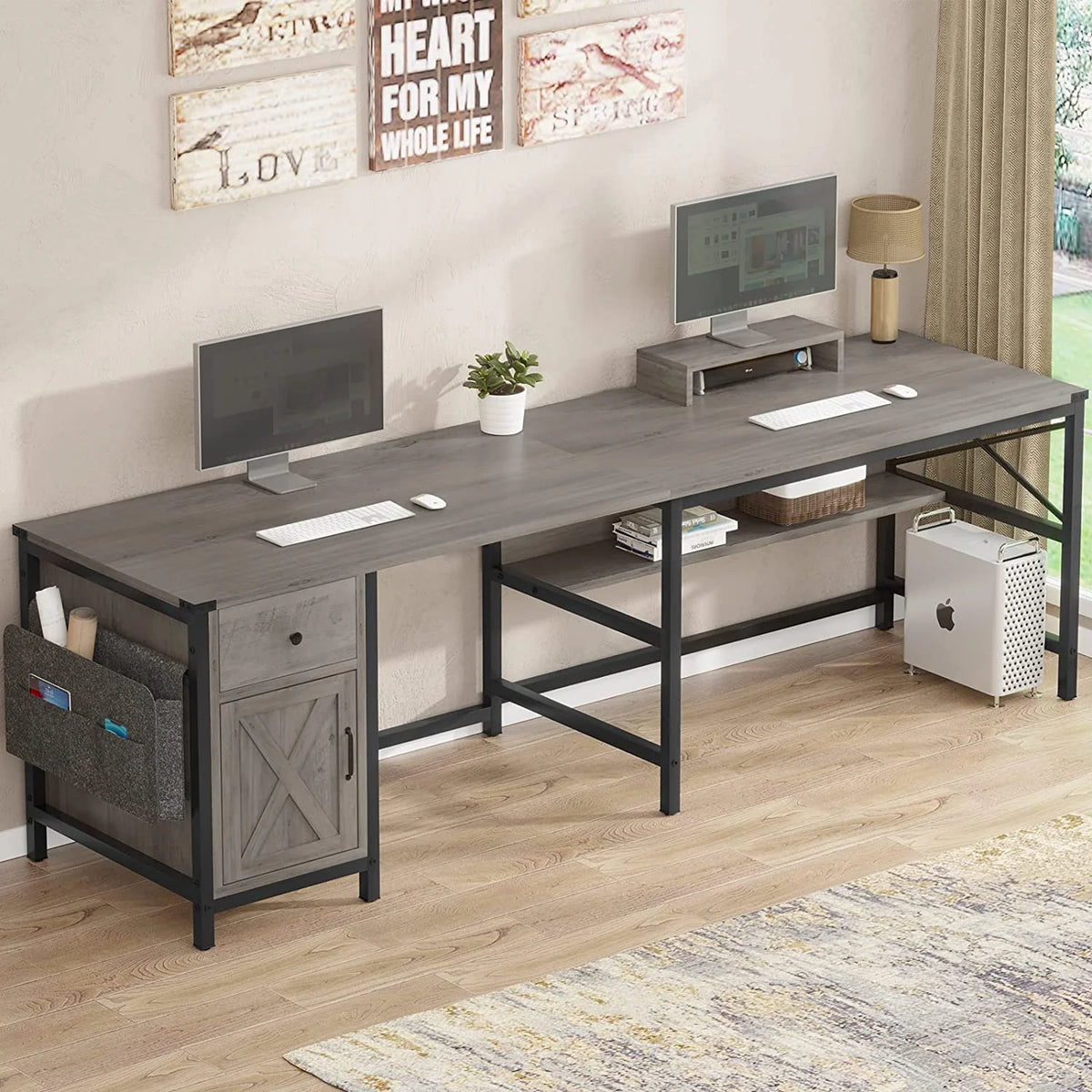 L Shaped Office Desk with Drawer and Storage Cabinet W20914