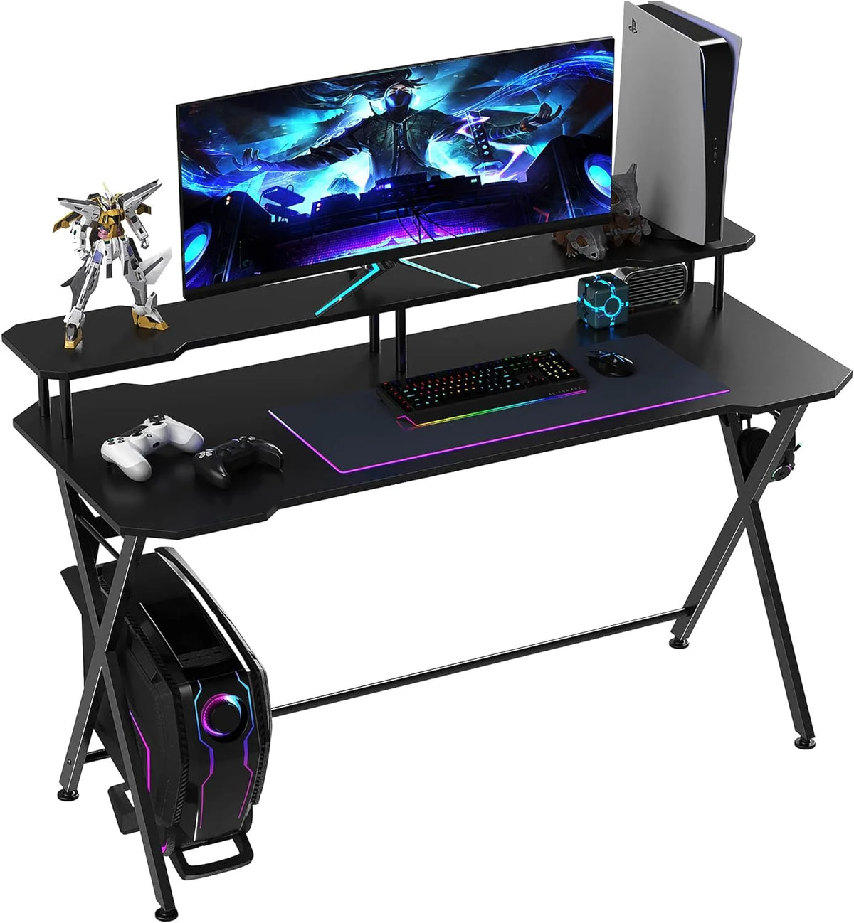 55 inch Black Gaming Desk with Monitor Stand Y82699
