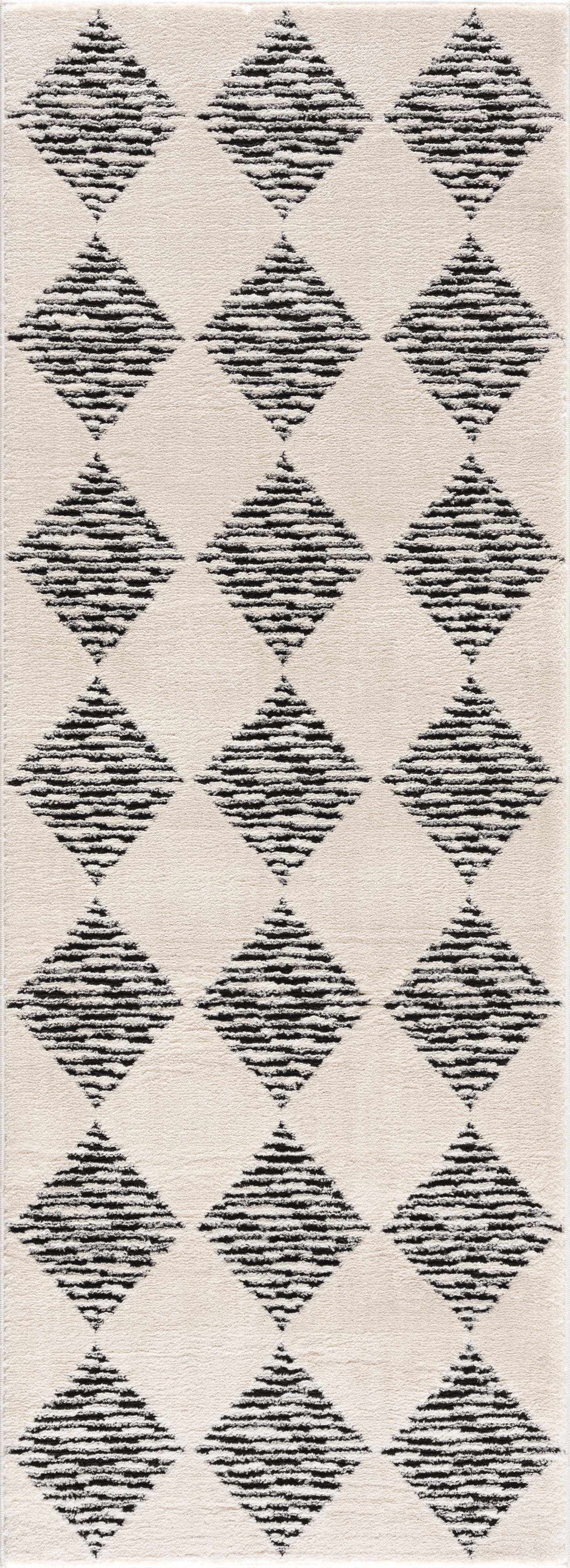 Cream Black White Area Rug U7121