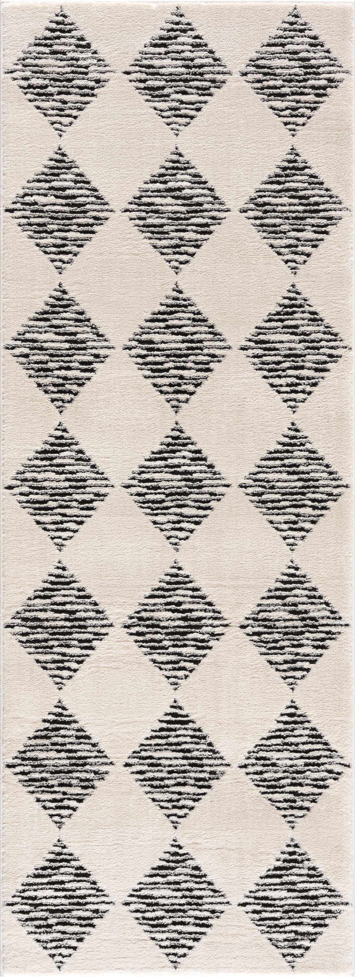 Cream Black White Area Rug U7121