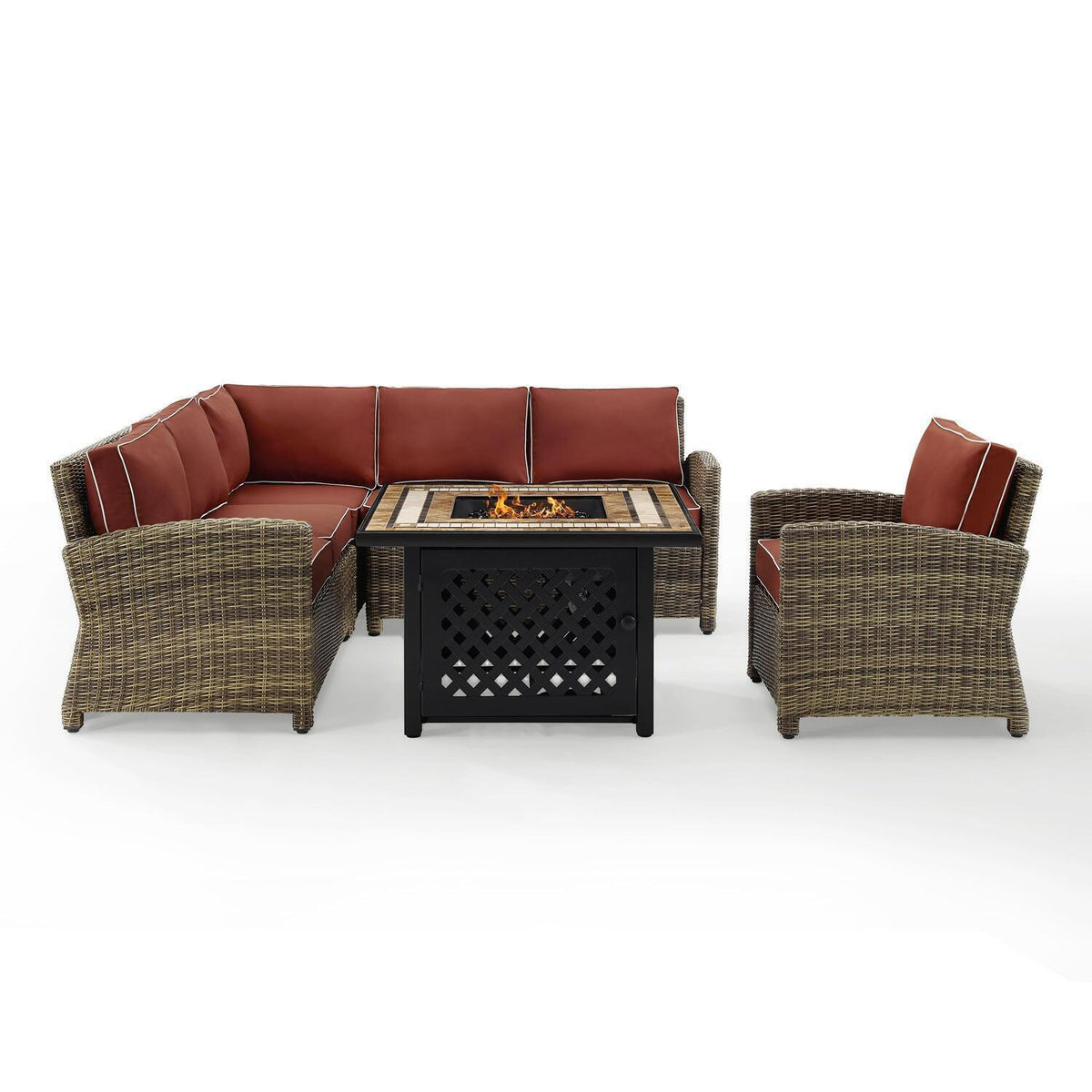 5Pc Outdoor Wicker Sectional Set Sangria Weathered Brown L418
