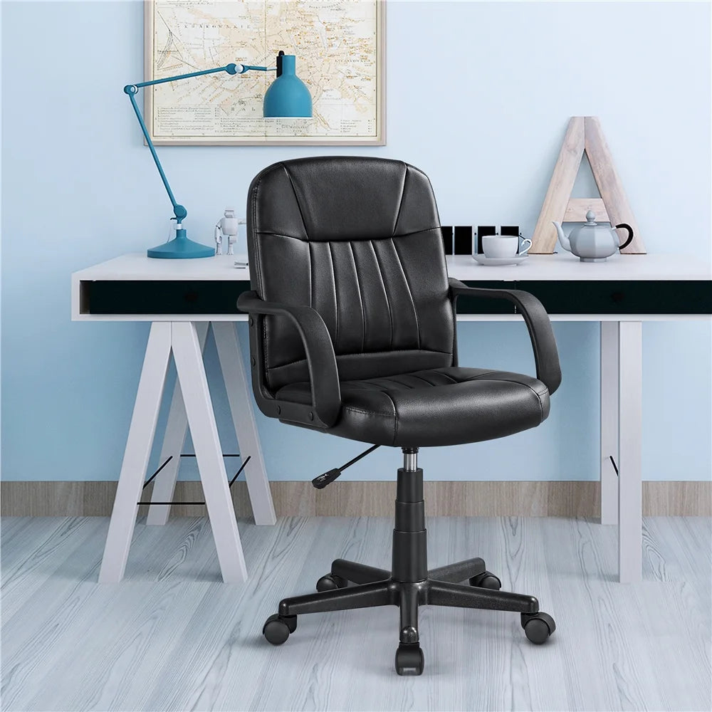 Black Faux Leather Swivel Office Chair Set of 2 O417595