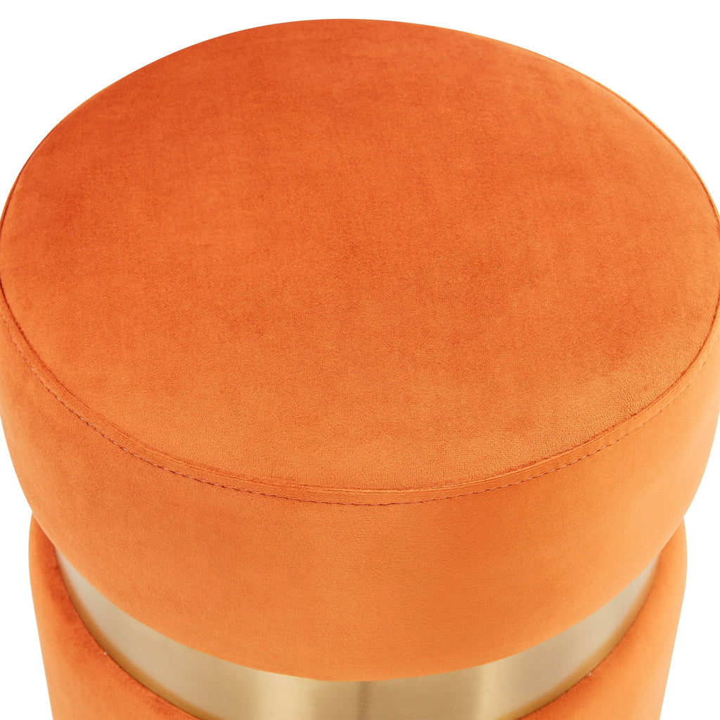 Light Grey Round Velvet Ottoman W2531