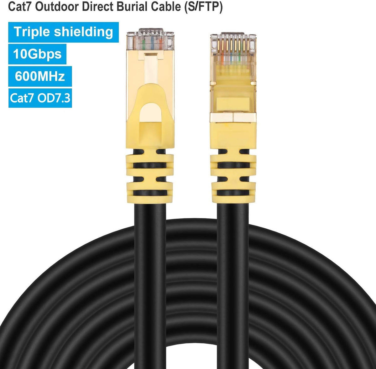 Cat 7 Outdoor Ethernet Cable 350 ft 26AWG 10Gbps 600Mhz O960773