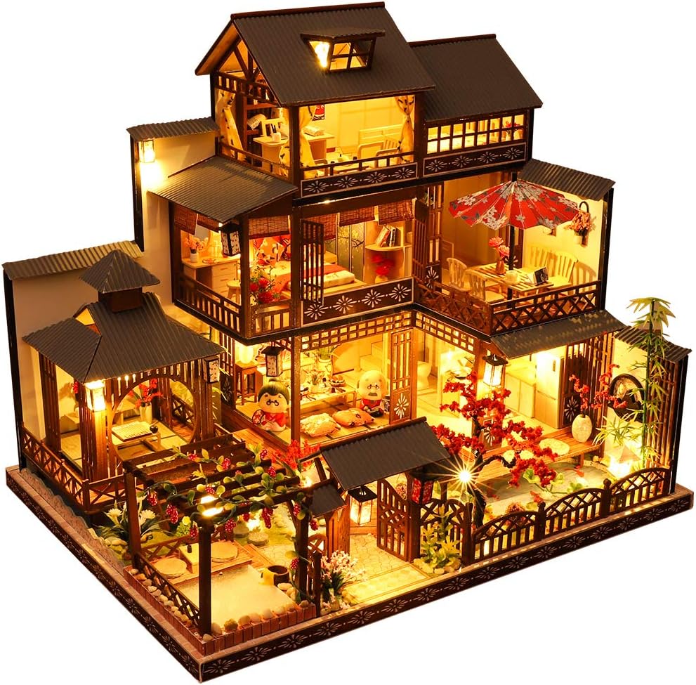 1:24 Scale Wooden Miniature Dollhouse Kit with Furniture L363