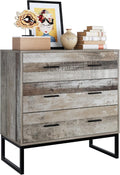 3 Drawer Chest Dresser with Solid Wood Frame and Metal Legs B5411