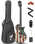 39" Solid Body Electric Guitar with Humbucker Pickups, Poplar Body, Mahogany Neck, 22 Frets, 6 String, Gig Bag, Matte, Camouflage X43135