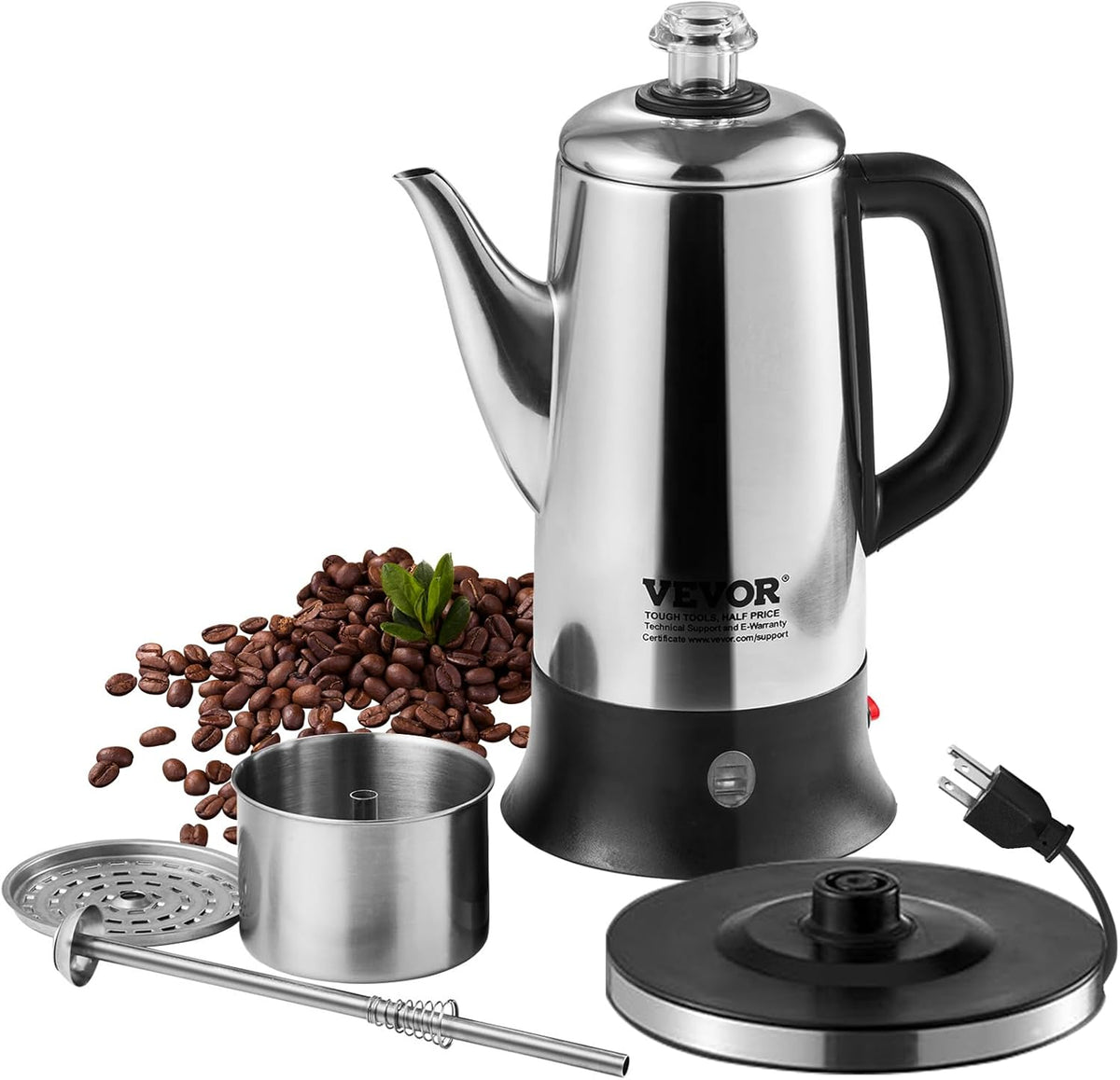 12-Cup 304 Stainless Steel Electric Coffee Percolator L90785